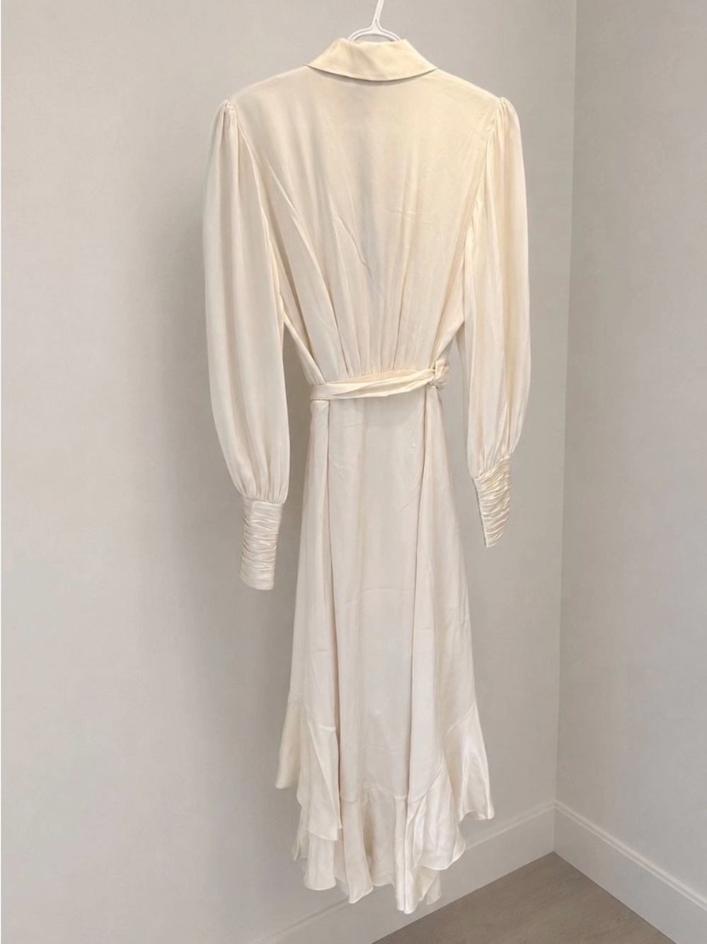 Zimmermann Ivory Satin Wrap Midi Dress - Picture 2 of 6